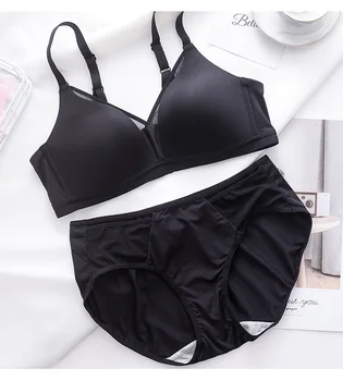 

Comfortable soft skin-friendly bra set cotton non-steel underwear sets glossy smooth ladies thin cup bra breathable tube top