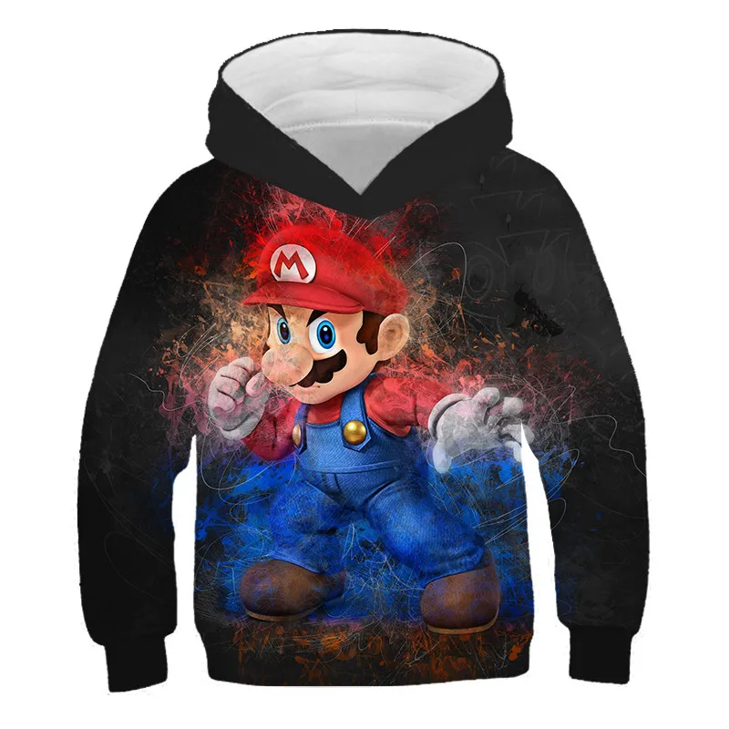 Детские толстовки с принтом Super Mario на возраст от 2 до 14 лет капюшоном для