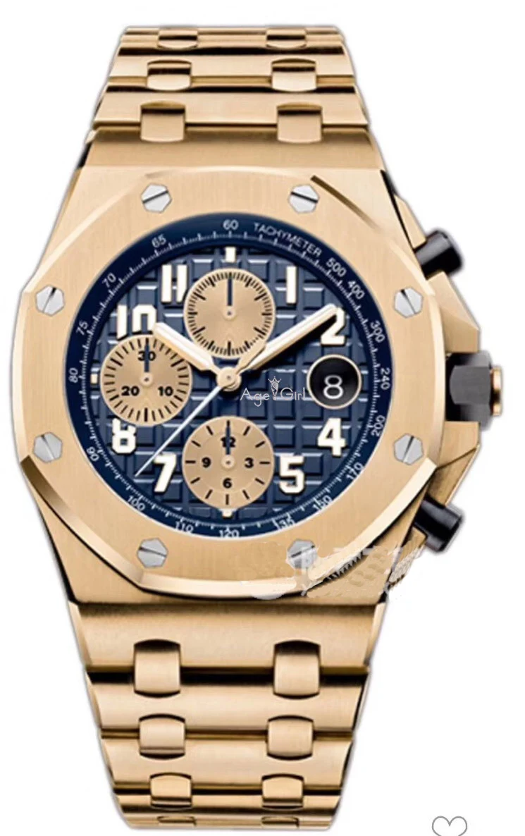 

Luxury Brand New Men Watch Chronograph Stainless Steel Yellow Rose Gold Silver Black Blue Luminous Sapphire Sport Watches AAA+