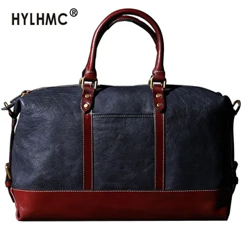 

Short-distance Travel Bag Men's Handbag Hand Luggage Bag First Layer Cowhide Simple Retro Original Vegetable Tanned Leather Male