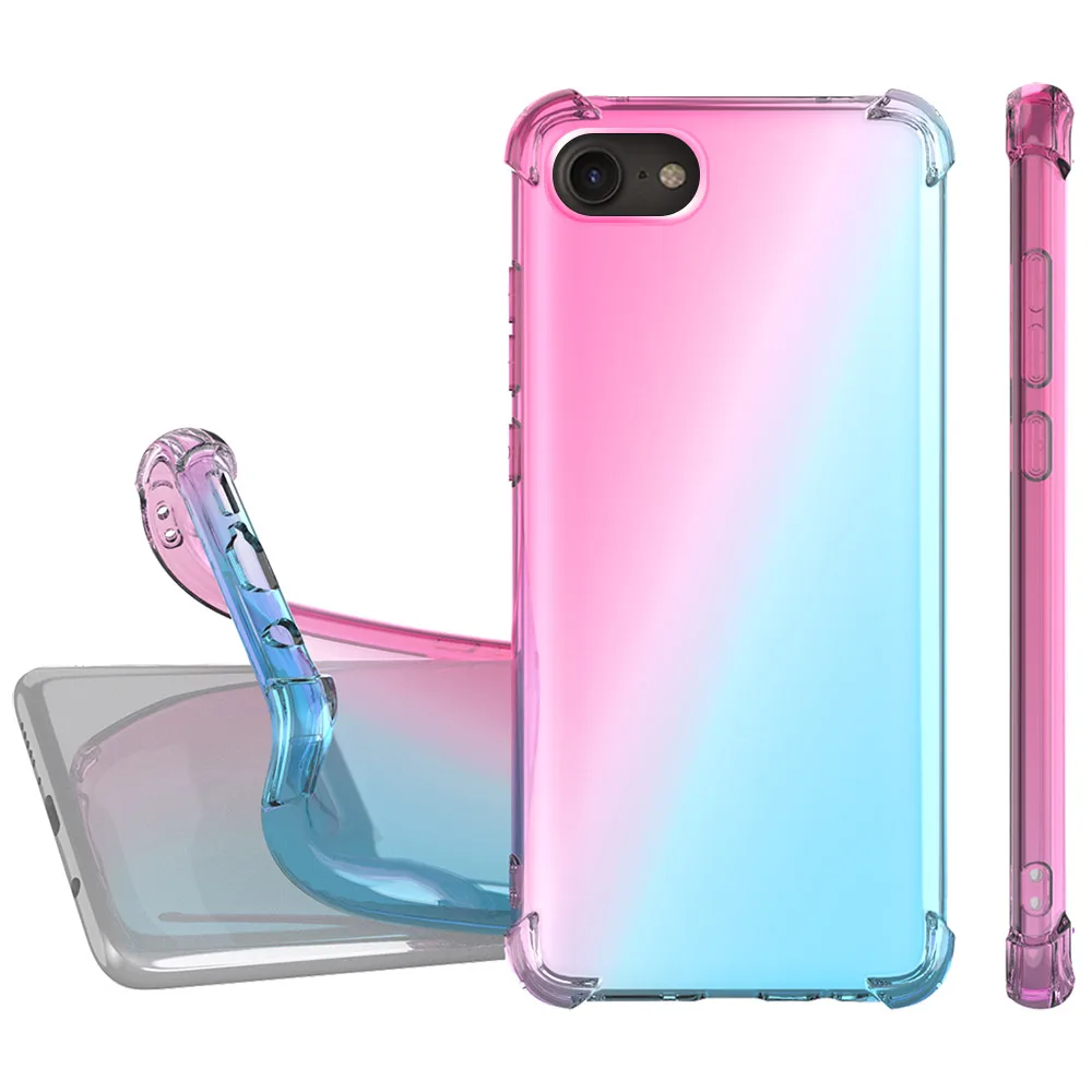 

For iPhone SE 2020 Case Gradient Color Soft TPU Reinforced Corner Bumper Shockproof Cover For iPhone SE2 2020 Case Transparent