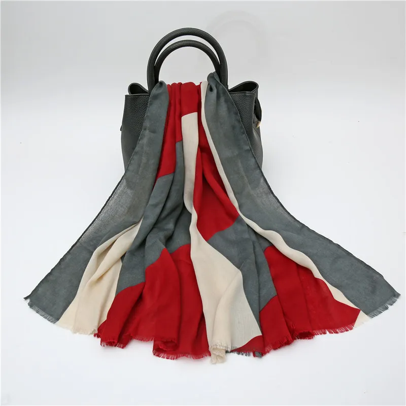 Новинка, перфорированные шарфы с геометрическим принтом, шали для женщин, Длинный мягкий шарф с геометрическим рисунком, хиджаб, глушитель, 6 цветов
