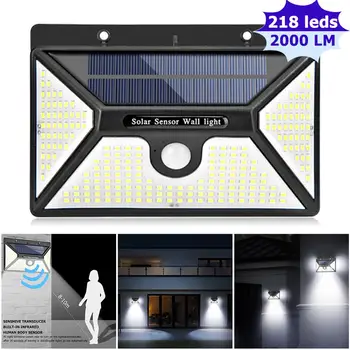 

Outdoor 218LED Solar Motion Sensor Wall Light Yard Security Lamp Wide Angle Waterproof IP65 Wall Lights for Home Garden
