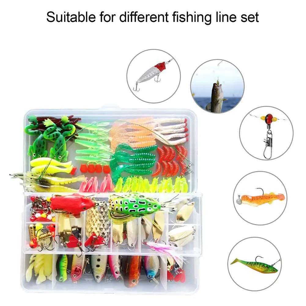 

139pcs/set Portable Fishing Lure Set Trout Perch Salmon Freshwater Box Bait Soft Set Bait Bait Fishing Seawater Wholesale F T6G2