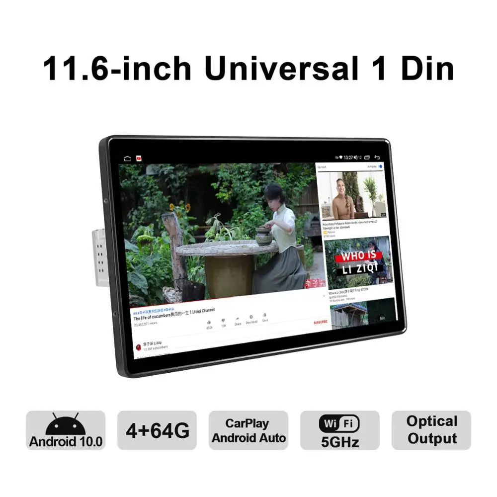 New Product 11.6 Inch Autoradio 1 Din Android 10 Car Radio Stereo 1920*1080 6GB 128GB Head Unit Multimedia Wireless Carplay 4G