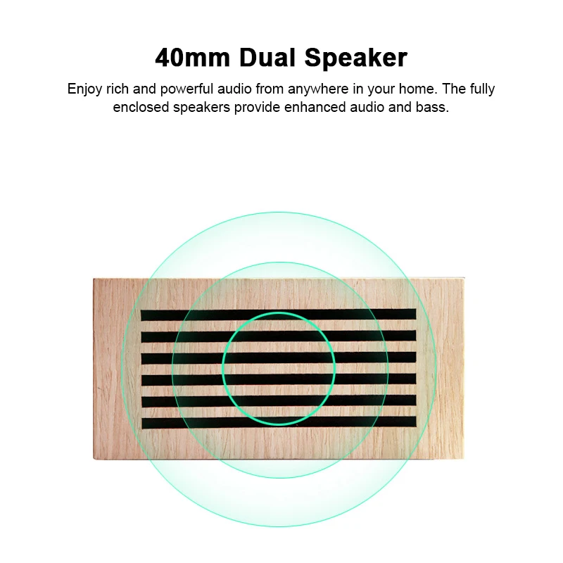 Wooden Wood Digital NFC bluetooth Speaker Qi Wireless Charger Snooze Alarm Clock Thermometer Touch Control For iPhone Android
