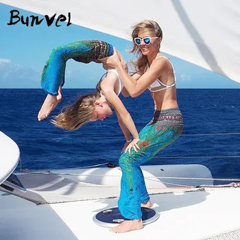 

bunvel mommy and me clothes Fitness Leggings mother and daughter clothes geometric Printing leggings sport women fitness