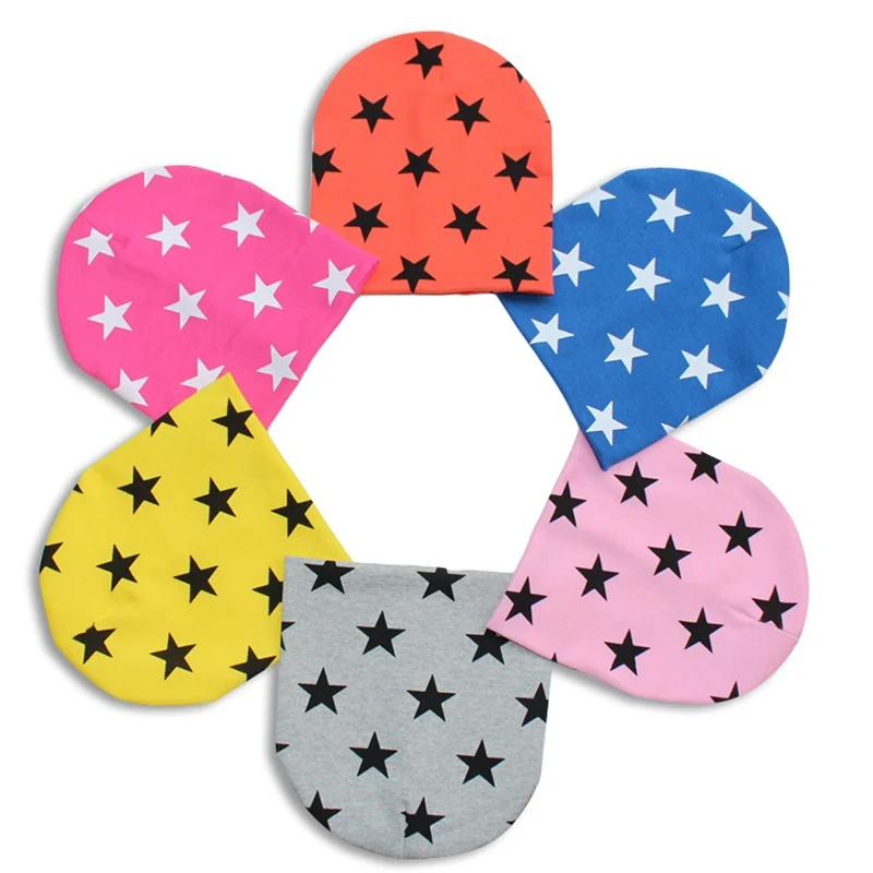 

Cotton Baby Knit Hats Breathable Soft Baby Pom Pom Hat Star Printing Children Warm Cap Baby Beanie Comfortable Kids Bonnet