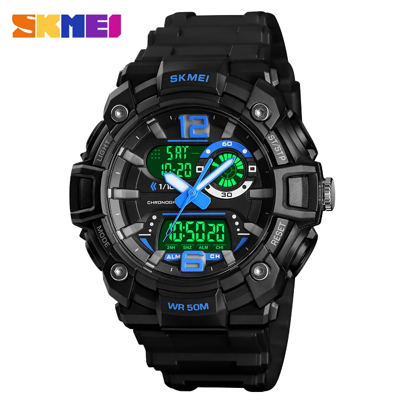 

SKMEI Multi-Function Sport Men Watch Digital 1529 Fashion Dual Display Quartz Analog Waterproof 5Bar Wristwatches Montre Homme