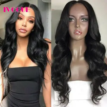 

150% Density 13x6 Lace Front Human Hair Wig Body Wave Long Wavy Indian Remy Hair Lace Frontal Wigs with Baby Hair Natural Black