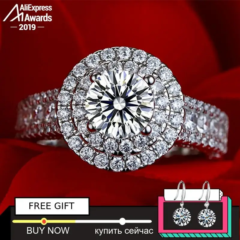 

7mm Round Cut S925 Fine Jewelry sterling silver ring Lab-created diamond Carat 4Cs wedding proposal dream