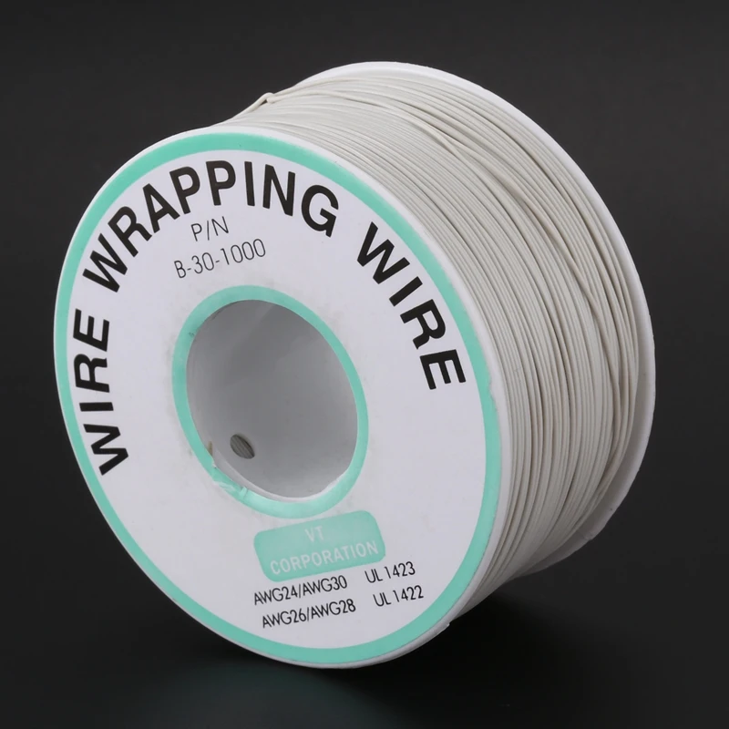 305 м белое покрытие из ПВХ Оловянная медь провода обертывание 30AWG рулон кабеля