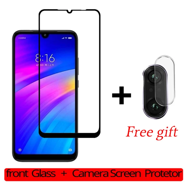 1 Front 1Lens 2 шт. в упаковке, закаленное стекло для Xiao mi Red mi 7, Защитная пленка для экрана, Защитная пленка для Red mi 7, Red mi 7, mi 7, 6,26 дюймов, Global Glas - Цвет: 1 Front 1Lens