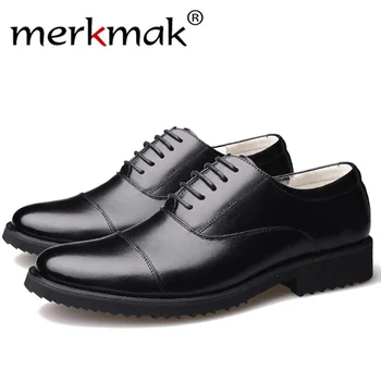 

Merkmak New Fashion Oxford Business Men Shoes Genuine Leather High Quality Soft Casual Breathable Men's Flats Zip Big Size Shoes