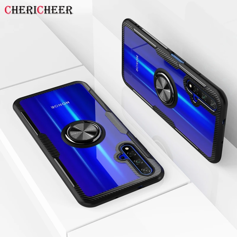 Crystal Acrylic Ring Bracket Cover For Honor 20 Case Pro Magnetic Car Holder Lite i 20i Capa |