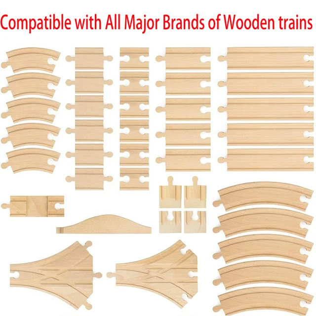 NEW Wooden Train Track Accessories Toys Train Railway Compatible with Wood Trains Wood Tracks Railway with All Brands Trains 2