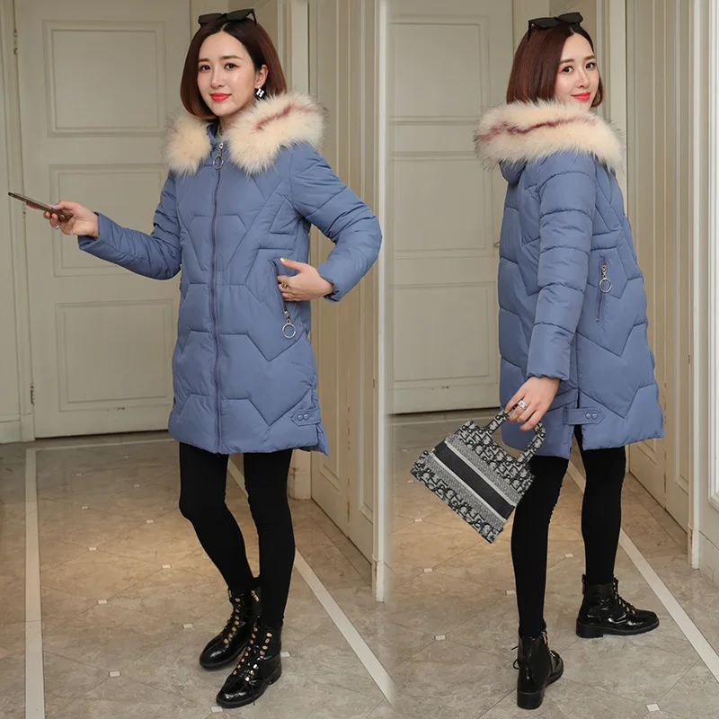 Abrigos Mujer Invierno зимняя куртка женская меховая хлопковая стеганая куртка Женская парка Женская куртка зимнее пальто для женщин - Цвет: Синий