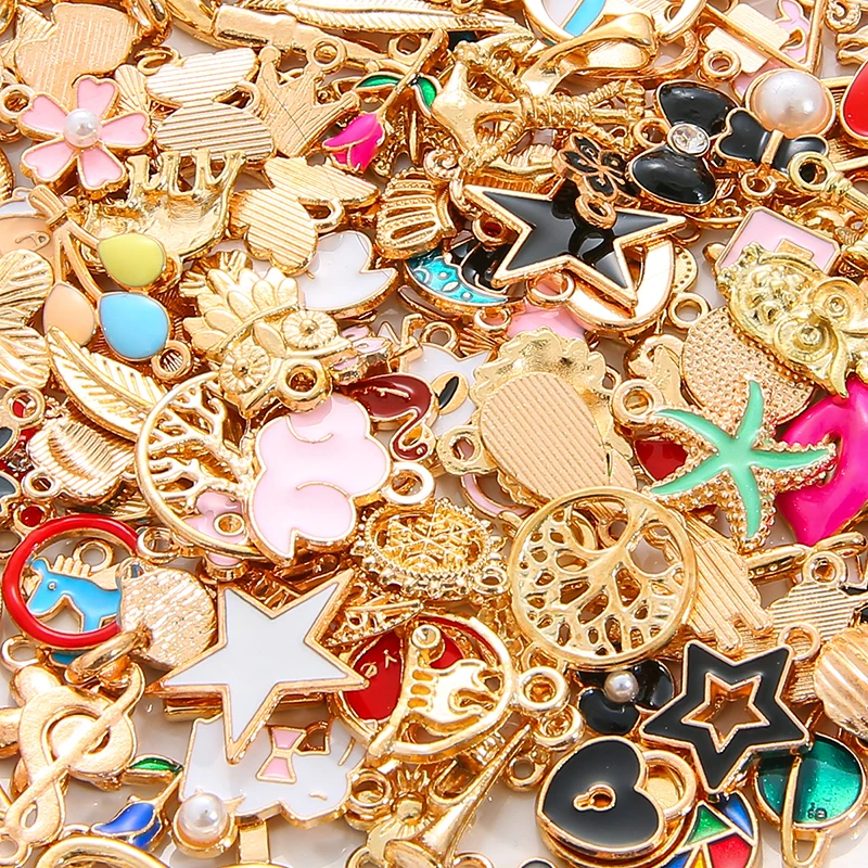 30/50/100pcs Random Mix Cute Floating Charms For Jewelry Making Supplies  DIY Lockets Components Flowers Heart Charm Accessories - AliExpress