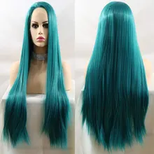 Фиолетовый цвет шелковистый прямой синтетический 13*4 парик фронта шнурка жаропрочные волокна волос естественная линия волос свободный пробор для женщин парик