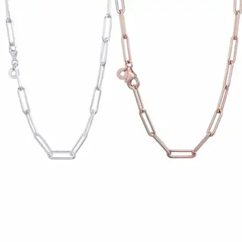 

Authentic 925 Sterling Silver Necklace Long Link Cable Chain Necklace For Women Wedding Party Gift Fashion Jewelry