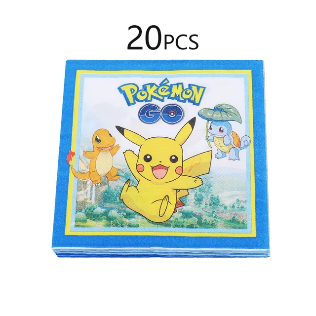 Pokemon Birthday Party Tool Props Straw Banner Baby Shower Party Supplies Wedding Balloon Decoration Pikachu Topper Boy Surprise 20PCS napkin
