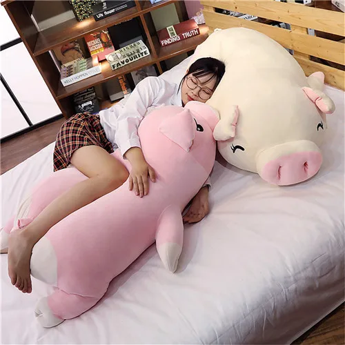 Fancytrader 43'' Kawaii Big Cartoon Pig Plush Toy Big Stuffed Fat Pink Pigs Hugging Pillow for Kids Girlfriend 110cm 2 Colors (4)