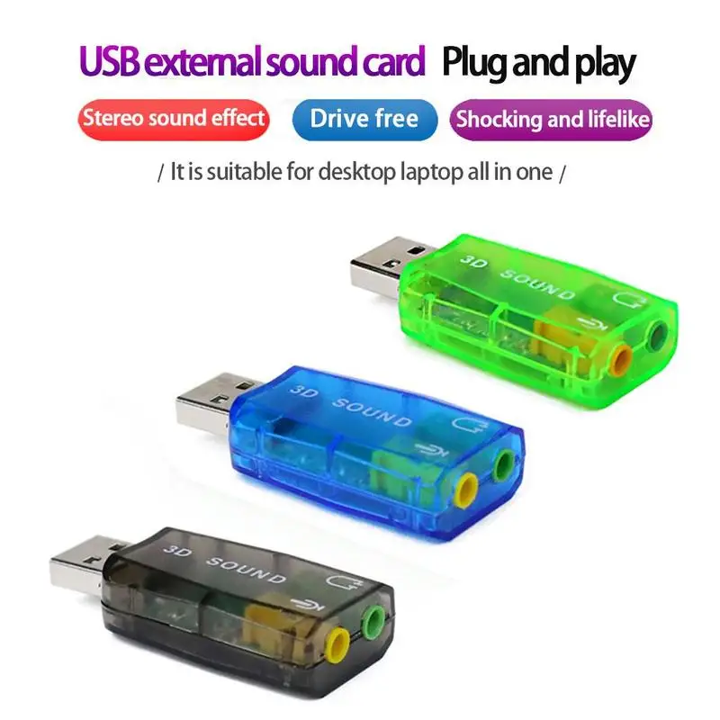 Внешний USB адаптер звуковой карты аудио 5,1 Виртуальный 3D USB до 3,5 мм микрофон динамик наушники интерфейс для ноутбука компьютер ПК