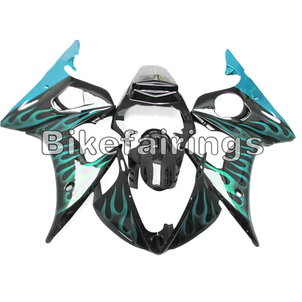 Для Yamaha YZF-600 R6 2003 2004 2005 R6 03 04 05 капоты черно-синий Пламя обтекателя комплект