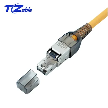 

RJ45 Cat6A Eathernet Connector Lan RJ 45 Cat 6A Plug Zinc Alloy Metal Shield 8P8C Crystal Head Network Modular Plug Tool Free