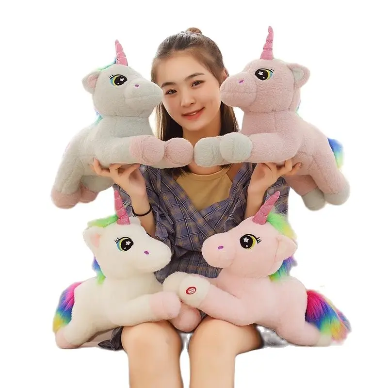 12'' Cuteoy Plush Unicorn Hand Puppet Magical Horn Stuffed Toy Open Movable Mouth for Creative Role Play Gift for Kids Toddlers on Birthday Christmas 