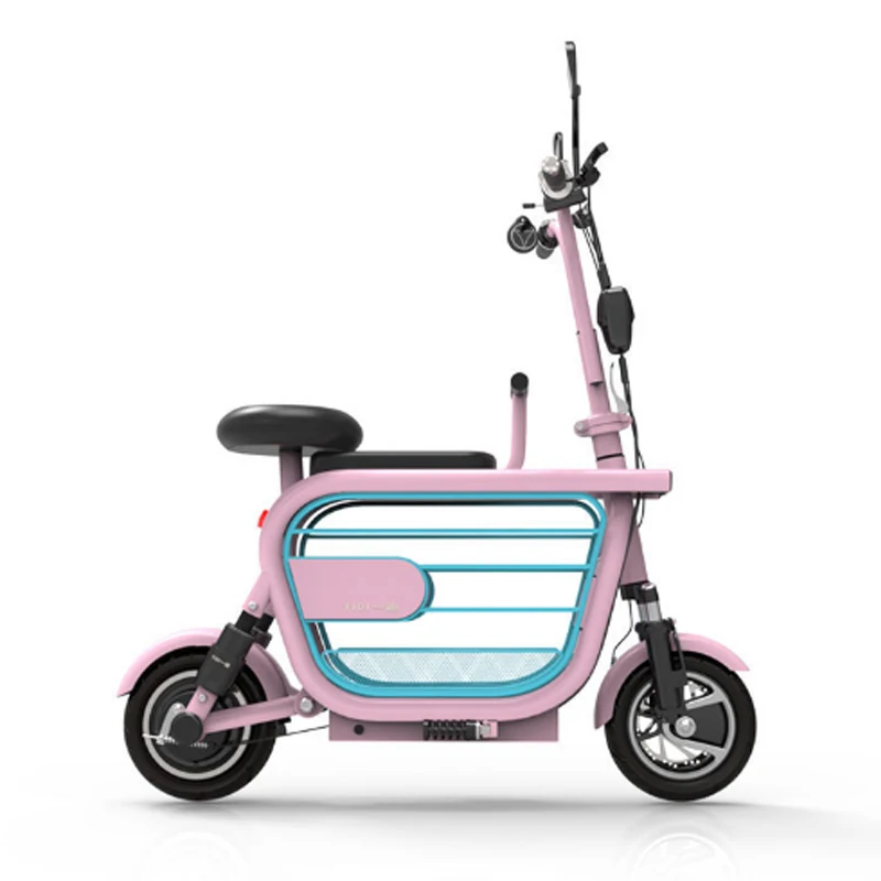 Складной литиевая батарея электрического велосипеда электрический велосипед 10 Дюймов 48V 400W Родитель Ребенок e велосипед с домашним животным легкий Байк, способный преодолевать Броды - Цвет: 10ah pink