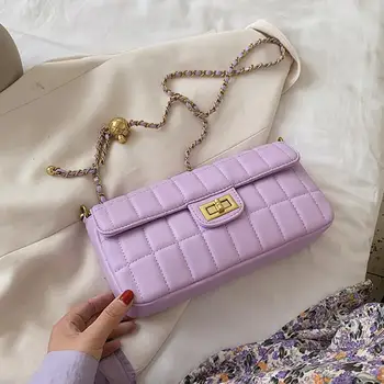 

2020 New Fashion Summer Fashion Rhomboid Messenger Bag Female All-match Solid Chain Lock Buckle Shoulder Square Sling Bag