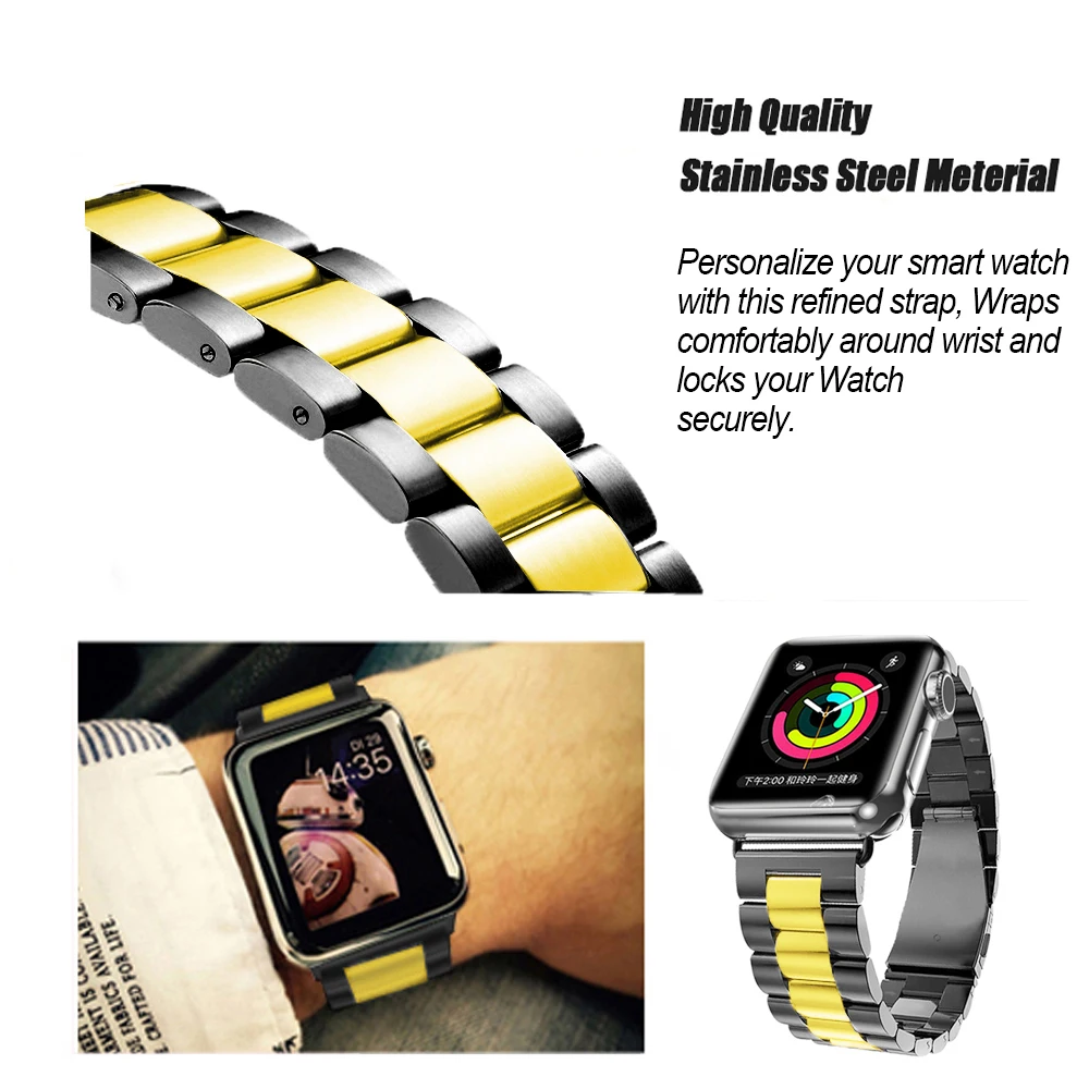 13 Apple watch iwatch stainless steel watch band black gold 5