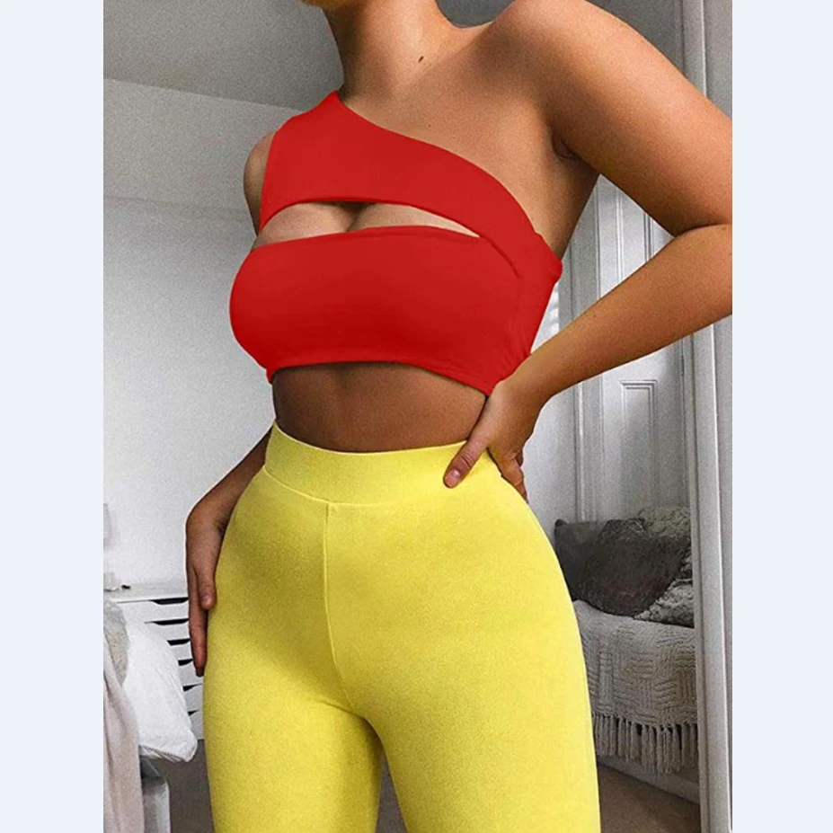 2020 женский сексуальный топ для йоги майка на одно плечо без рукавов бюстгальтер