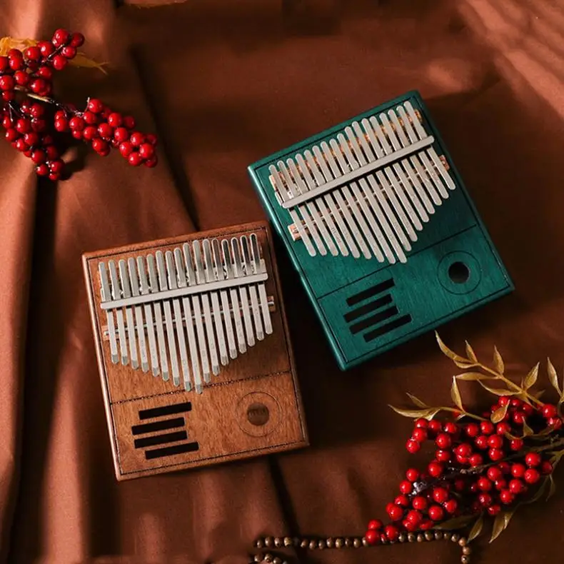 

Thumb Piano 17 Key Kalimba Single Board Mahogany Record Style Sound Hole Mbira Mini Keyboard Instrument