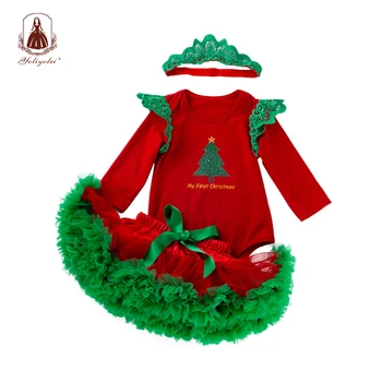 

Yoliyolei 3pcs/Set Christmas Baby Tutu Dress Outfit long-sleeved Christmas romper Autumn Winter Baby Kids Suit Clothing
