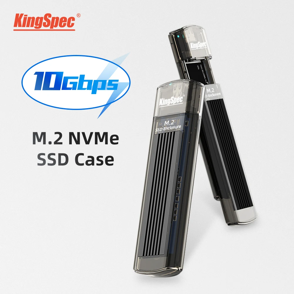 Корпус KingSpec M.2 NVME 10 Гбит/с PCIe SSD чехол M2 PCIE 3 1 Gen2 Тип C Мобильный Внешний бокс для