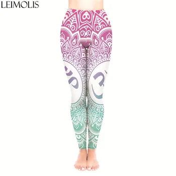 

LEIMOLIS 3D print pink green mandala fitness push up workout leggings women Harajuku High Waist punk rock sexy leggins