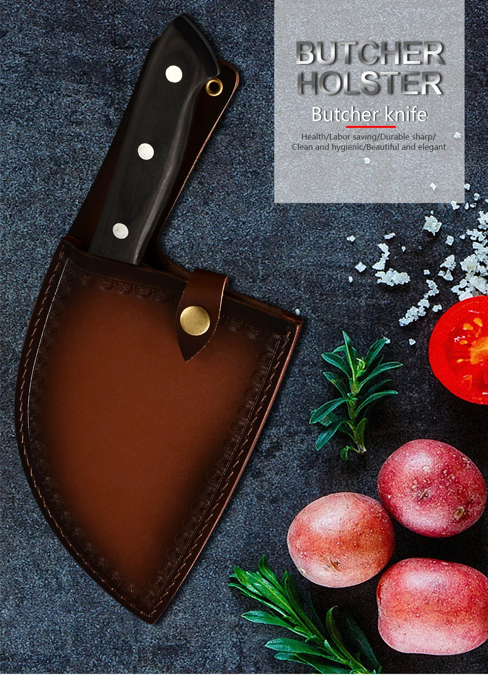 Нож шеф-повара ручной работы из кованой высокоуглеродистой стали, кухонные ножи, инструменты для нарезки, широкий нож для мясника