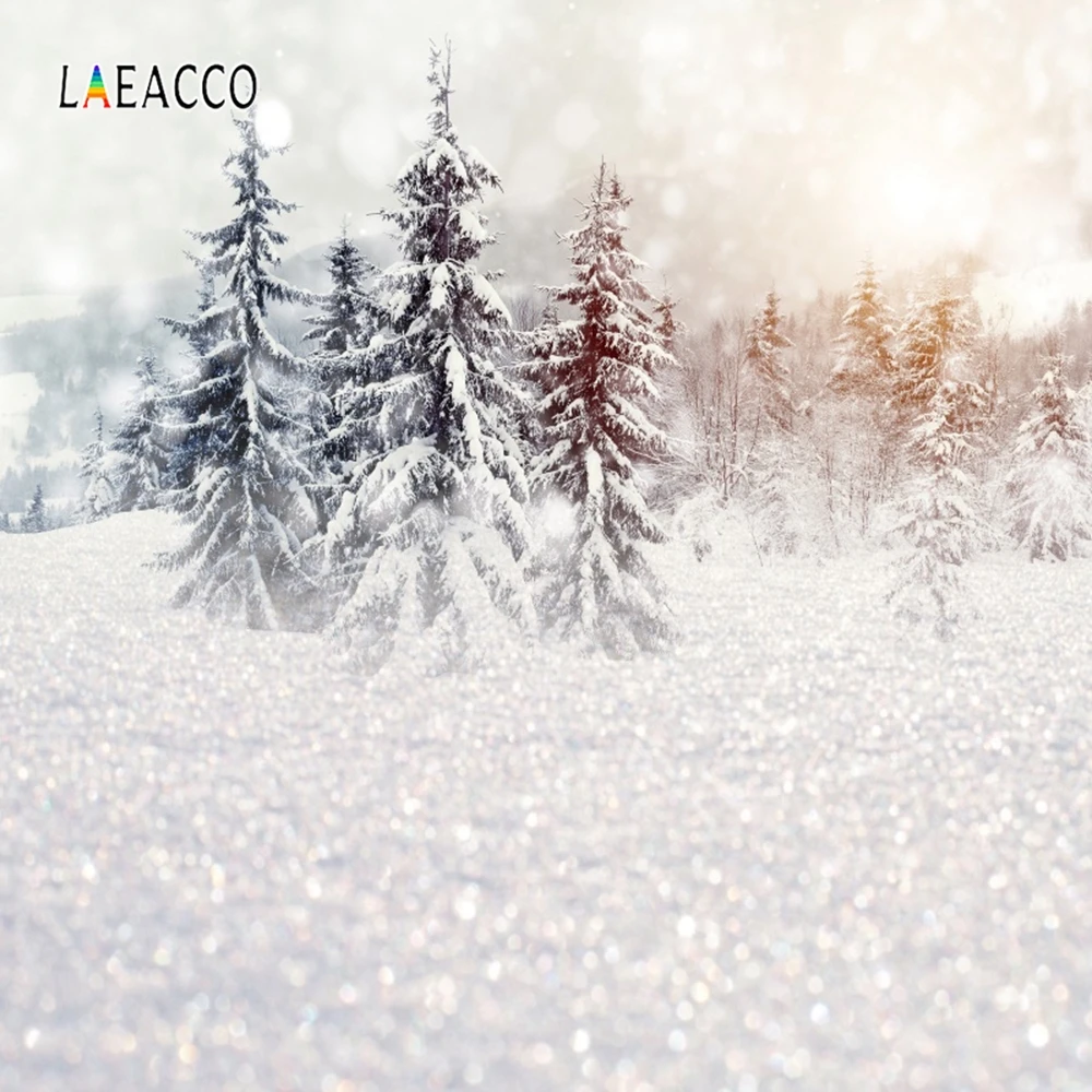 Laeacco зимний пейзаж снег осветительное дерево Bokeh фотофоны индивидуальные Фотофон