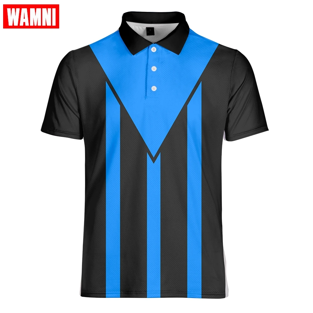 

WAMNI Fashion Men Badminton Top Gradient 3D Polo Shirt Casual Sport Loose Pullovers Turn-down Collar Stripe Male Polo-shirt