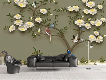 

CJSIR Custom Wallpaper Flower Flourish Pen Flower TV Sofa Background Living Room Bedroom Background Walls Mural 3d Wallpaper