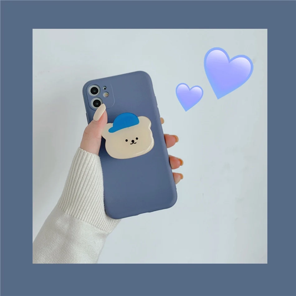 3D милый мультяшный медведь держатель Подставка для телефона чехол iPhone 11 Pro XS Max XR SE