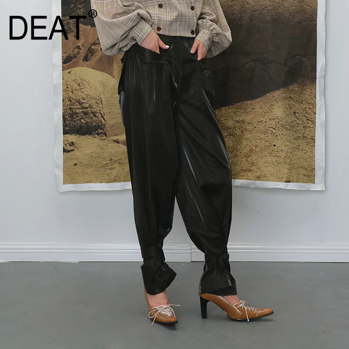 

DEAT 2019 new autumn and winter fashion women clothes high waist small foot belts full length velvet pants female WJ27406L