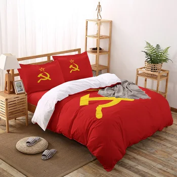 

Hot Selling Flag of USSR Printed Duvet Cover Set 4 Piece Bedding Set Home Textile Customizable