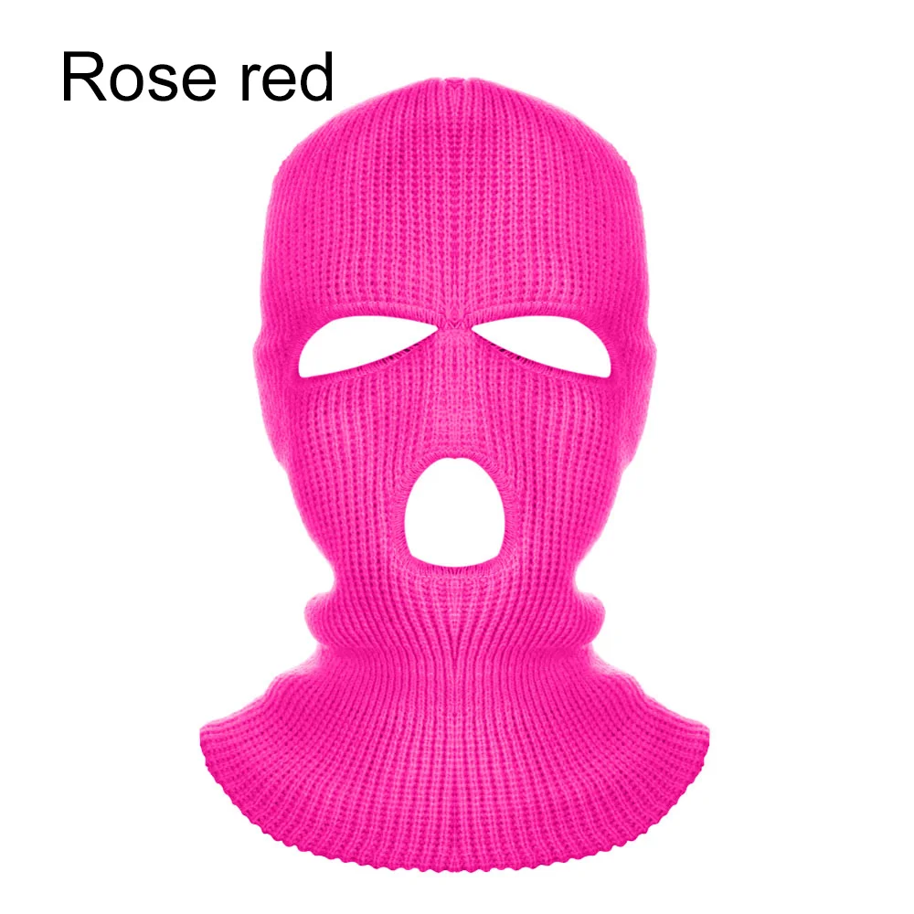 rose red Новая армейская тактическая маска с 3 отверстиями, маска для лица, лыжная маска, зимняя шапка, Балаклава, капюшон, мотоциклетный шлем, шлем для всего лица - Цвет: rose red