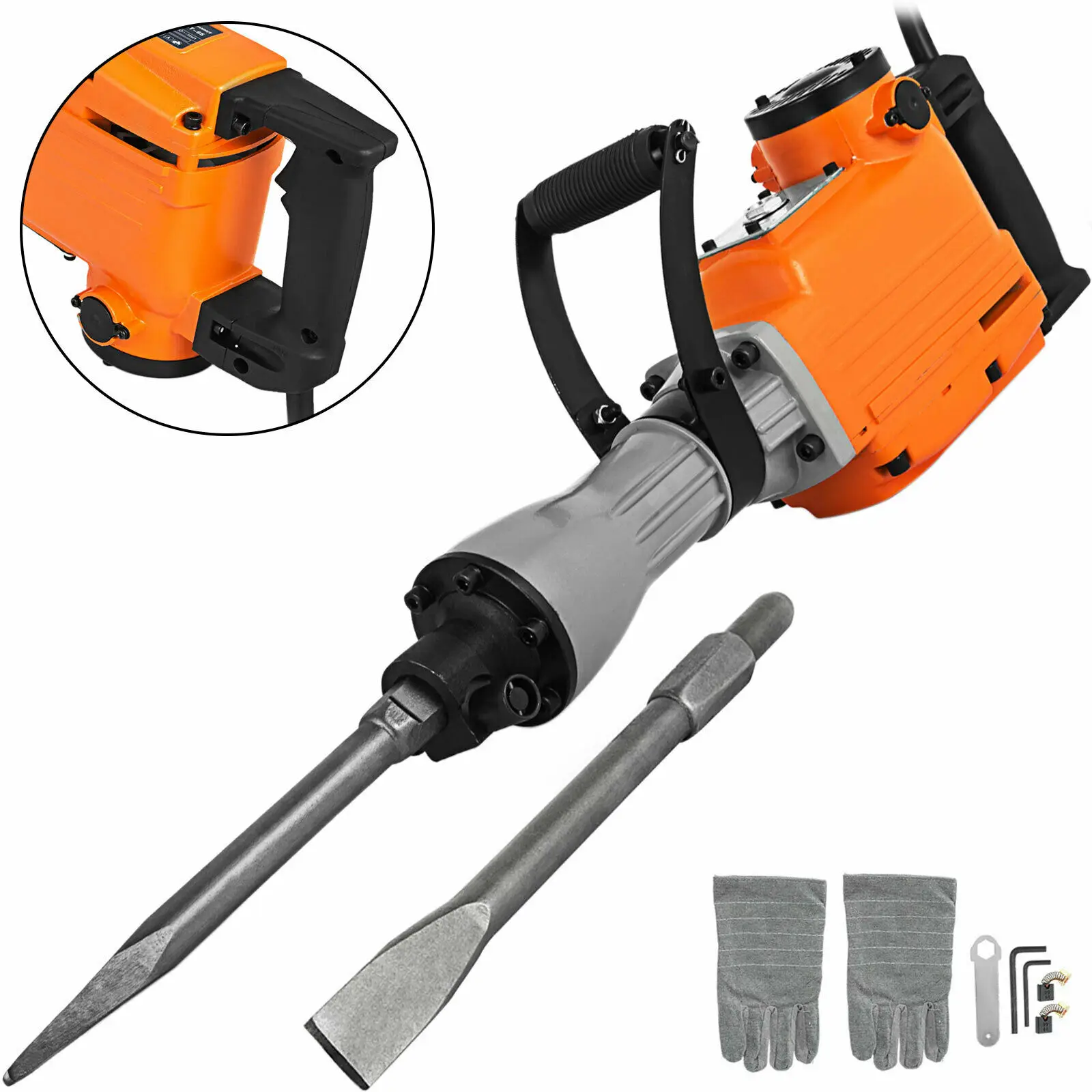 3600w Electric Demolition Hammer Heavy Duty Concrete Breaker 1800 Rpm