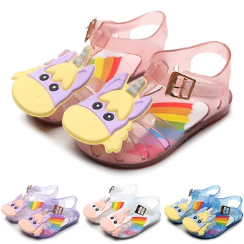 

Kids Sandals New Summer Girls Boys Cartoon Animal Jelly Shoes Children Dress Party Wedding Flat Non-slip Princess Shoes D30