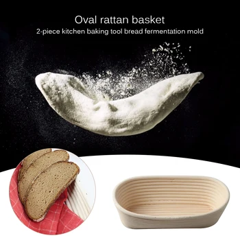 

2x Oval Rattan Dough Basket Practical Multi-functional Classic Texture Bread Fermentation Baskets for Baguette Brotform