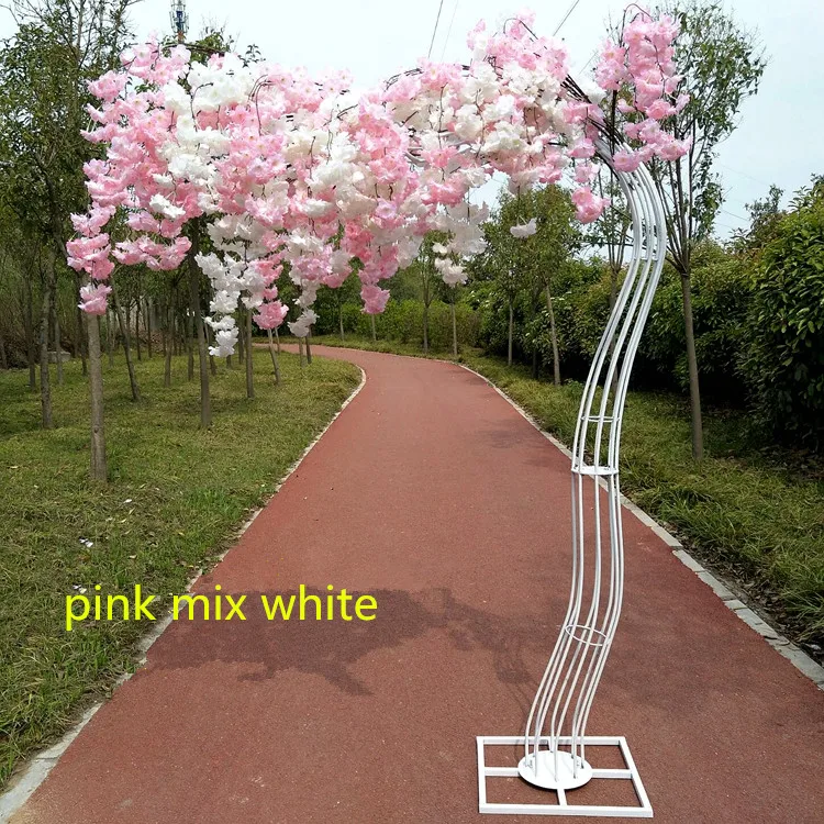 2,6 м высоко/Белый Искусственный Вишневое Дерево дорога свинец моделирование изогнутый цветок, с железной арочной рамкой, свадебные реквизиты